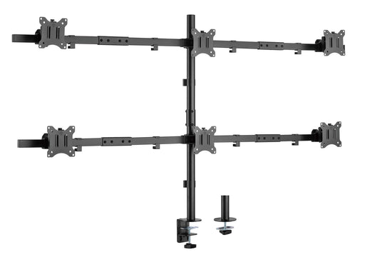 BRATECK 17"-32" Six Monitor Articulating Desktop Mount Bracket. Max Weight 7kgs