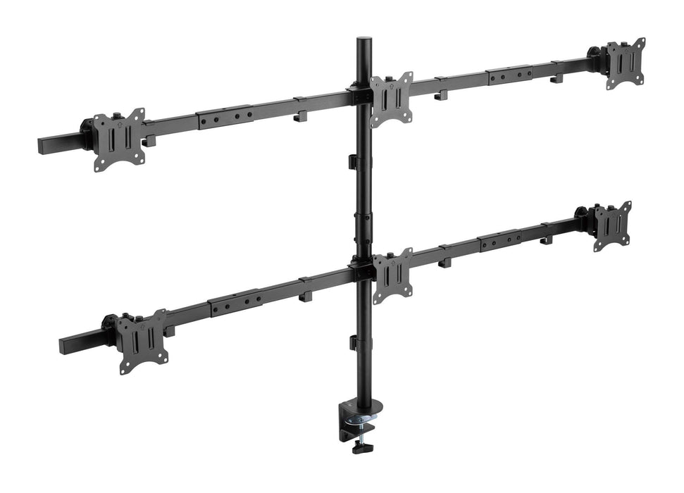 BRATECK 17"-32" Six Monitor Articulating Desktop Mount Bracket. Max Weight 7kgs