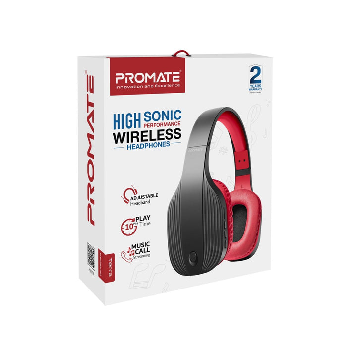 PROMATE Bluetooth Wireless OverEar Headphones. Up to 10 Hours Playback 300mAh Ba