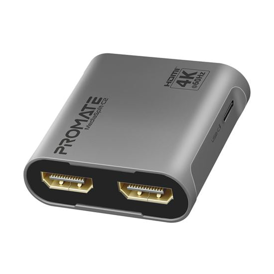 PROMATE HDMI Splitter with Dual HDMI Ports. Supports up to 4K@60Hz Play Content