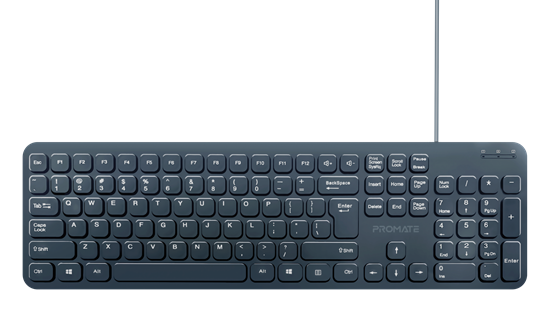 PROMATE Ultra-Slim Wired Keyboard with Angled Kickstand. Dedicated Volume Contro