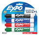 EXPO Dry Erase Markers Bullet Marker 4-Pack. 4x Assorted Colours. Includes Red,