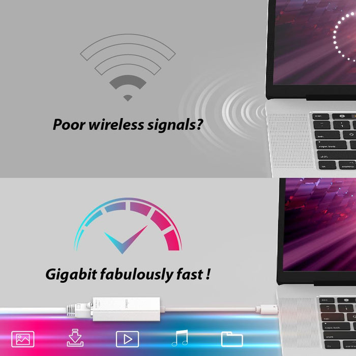 EDIMAX USB-C to Gigabit Ethernet Adapter. Plug-and-Play. Backward compatible wit