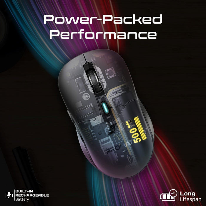 PROMATE Rechargeable Wireless Mouse with BT & RF Connectivity. 800/1200/1600Dpi.