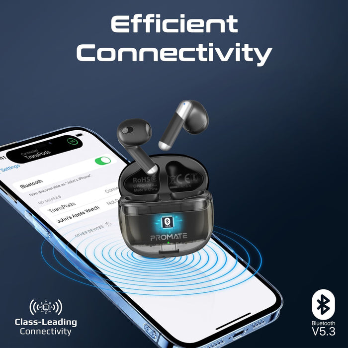 PROMATE In-Ear HD Bluetooth Earbud with Intellitouch & 300mAh Charging Case. Erg