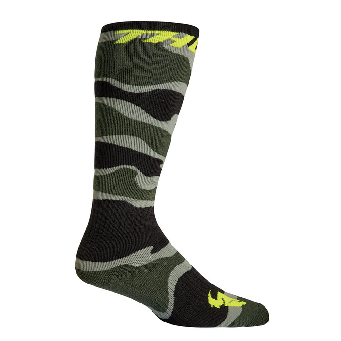 THOR MX SOCKS S22 CAMO GREEN/ACID SIZE 10-13