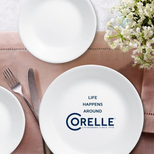 Corelle Linen Weave 12pc Dinnerware Plate Bowl Set