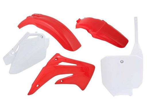 PLASTIC KIT RTECH FRONT &amp;REAR FENDERS SIDEPANELS &amp;RADIATOR SHROUDS &amp;FRONT NUMBERPLATE HONDA CR85R