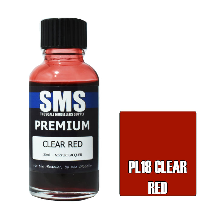 AIRBRUSH PAINT 30ML PREMIUM CLEAR RED ACRYLIC LACQUER SCALE MODELLERS SUPPLY