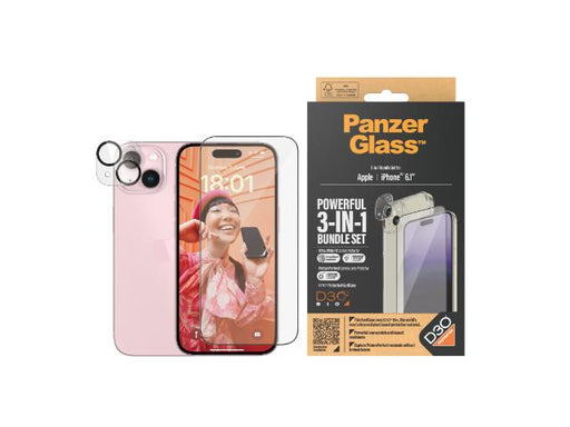 PanzerGlass 3-in-1 Protection Bundle Screen Protector iPhone 15