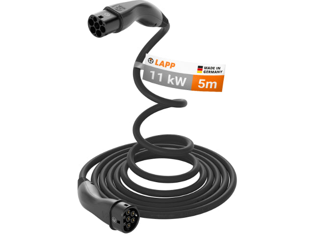 LAPP EV Helix Charge Charger Cable Type 2 (11kW-3P-20A) 5m - Black