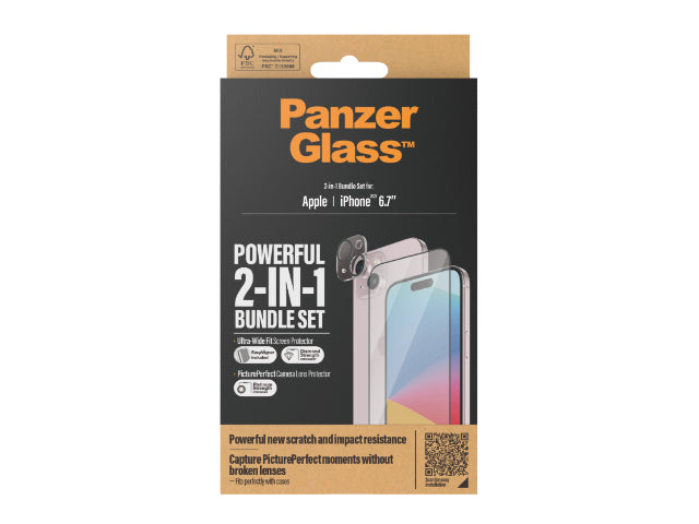 PanzerGlass Apple iPhone 15 Plus Glass Screen Camera Protector 2-in-1 Bundle