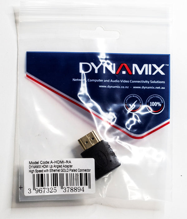 DYNAMIX HDMI Up Angled Adapter High-Speed with Ethernet Gold Plated Connectors