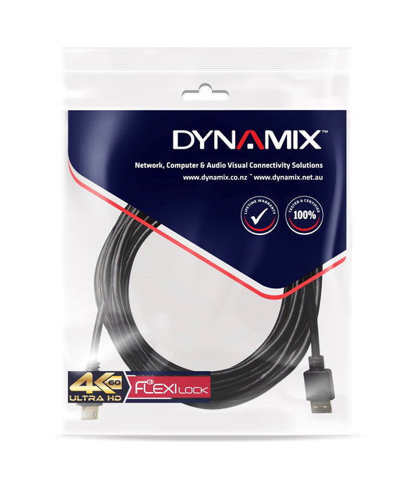 DYNAMIX 7.5m HDMI High Speed 18Gbps Flexi Lock Cable with Ethernet 4K2K@30/60Hz