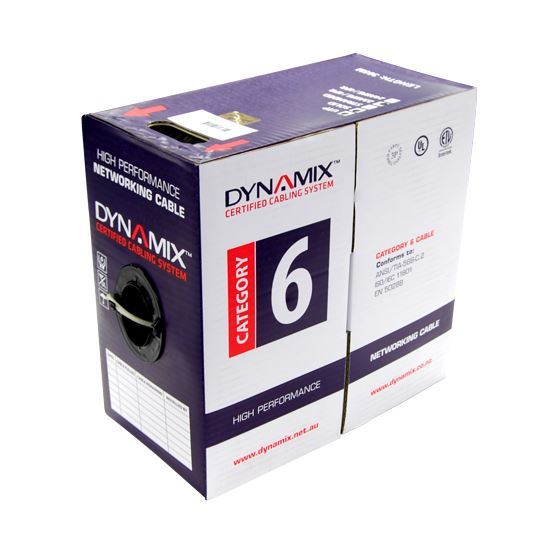 DYNAMIX 305M Cat6 Yellow UTP STRANDED Cable Roll 250MHz, 24 AWGx4P PVC Jacket