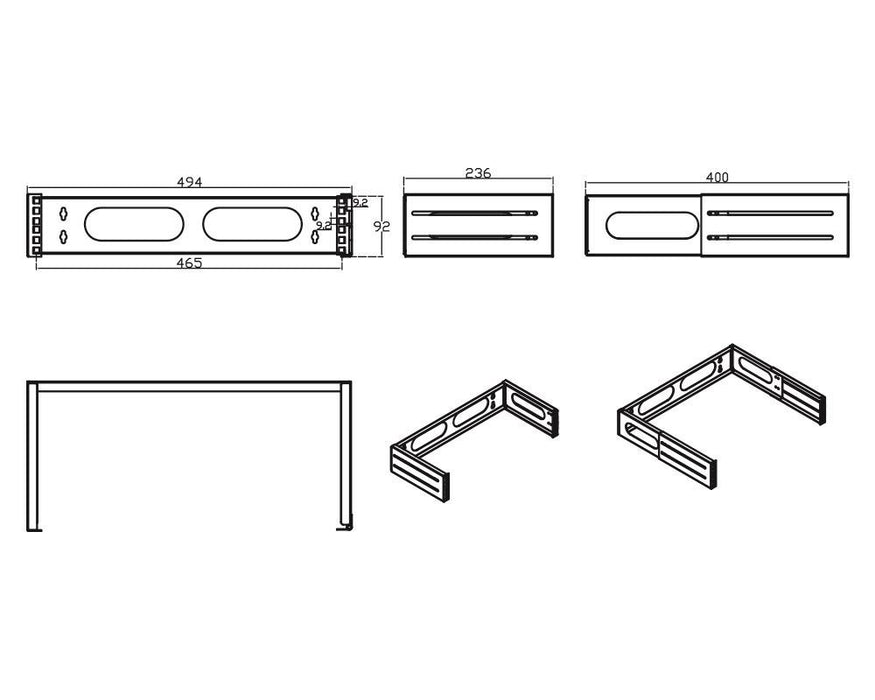 DYNAMIX 2RU 19'' Wall Mount Foldable Bracket. Includes Top & Bottom Covers