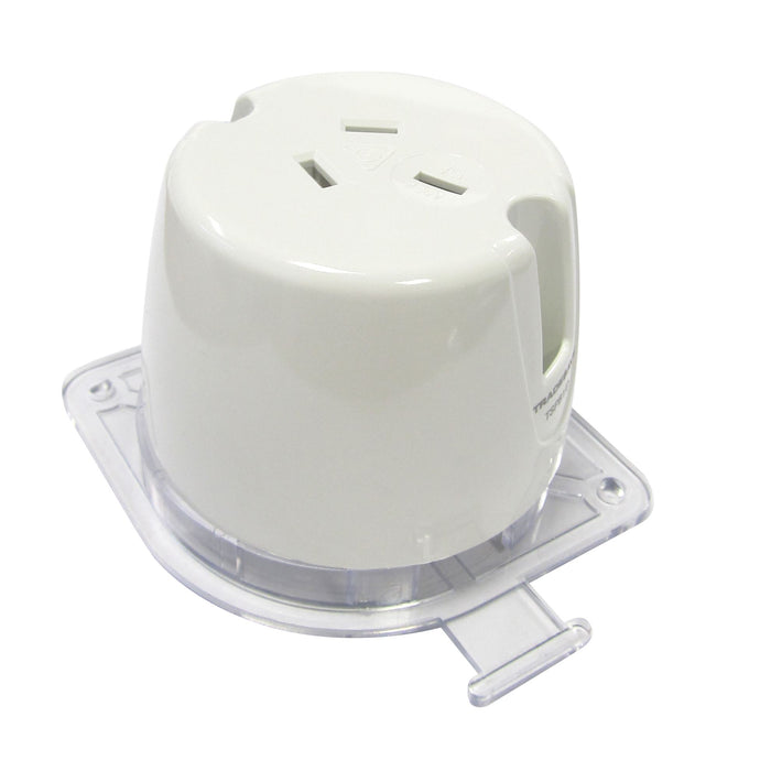 TRADESAVE Single Plug Base Socket. (4 TERMINALS). Bright white. Heat Treated Pla