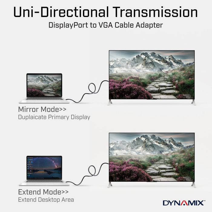 DYNAMIX 0.2m DisplayPort to VGA Female Cable Adapter. Max Res: 1920x1080.