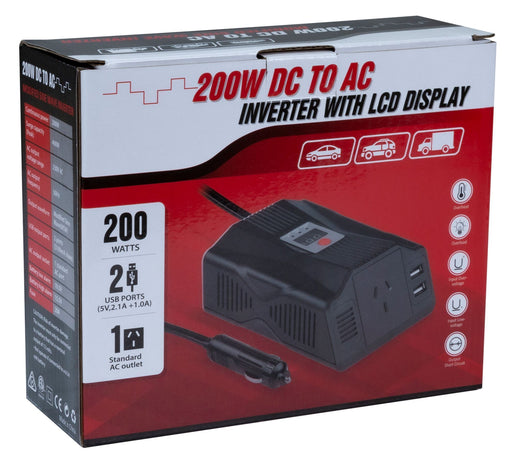 DYNAMIX 200W Power Inverter DC to AC. Input: 12V DC, Output: 230V AC Modified Si