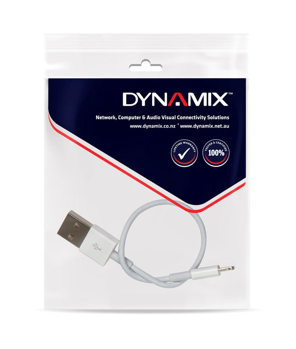 DYNAMIX 180mm USB-A to Lightning Charge & Sync Cable. For Apple iPhone, iPad, iP