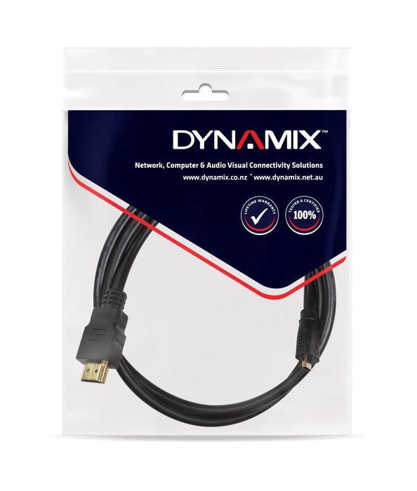 DYNAMIX 1m HDMI to HDMI Micro Cable v1.4. Max Res: 4K@30Hz. Colour Black.