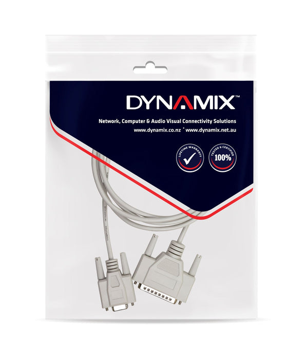 DYNAMIX 2m PC AT Serial Printer Cable - Moulded. DB9F/DB25M