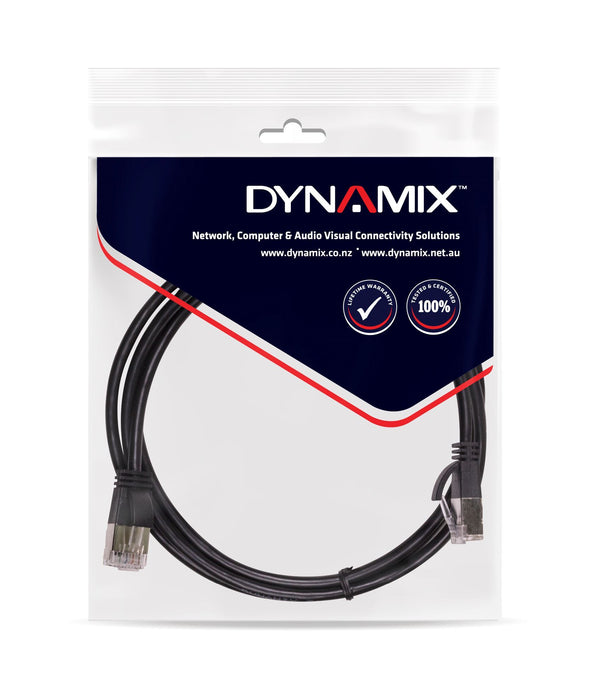 DYNAMIX 0.75m Cat6A S/FTP Black Ultra-Slim Shielded 10G Patch Lead (34AWG) with