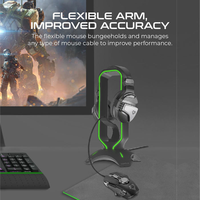 VERTUX Multi-Purpose Mouse Bungee with Headphone Stand & USB Hub. High Speed USB