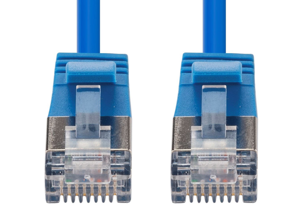 DYNAMIX 0.5m Cat6A S/FTP Blue Ultra-Slim Shielded 10G Patch Lead (34AWG) with RJ