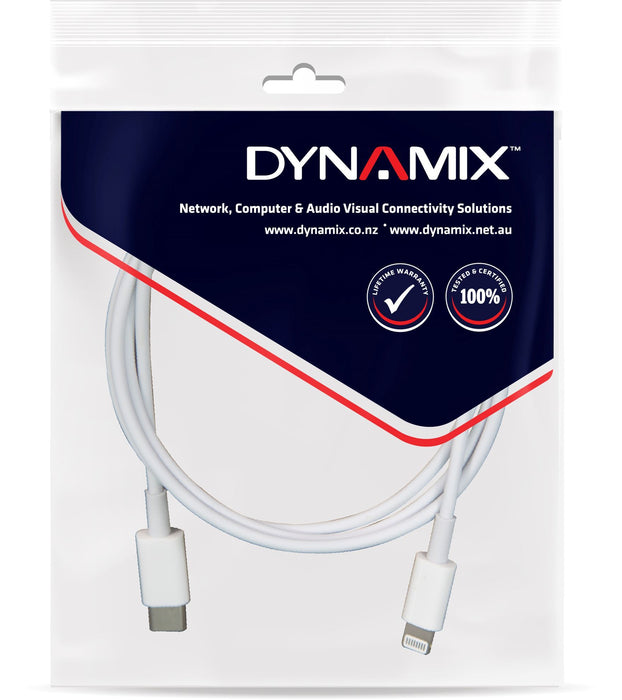 DYNAMIX 2m USB-C to Lightning Charge & Sync Cable. For Apple iPhone, iPad, iPad