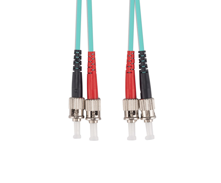 DYNAMIX 0.5M 50u ST/ST OM3 Fibre Lead (Duplex, Multimode) Aqua LSZH Jacket