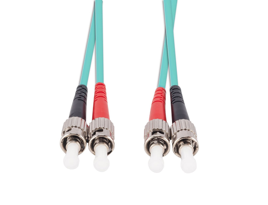 DYNAMIX 0.5M 50u ST/ST OM3 Fibre Lead (Duplex, Multimode) Aqua LSZH Jacket