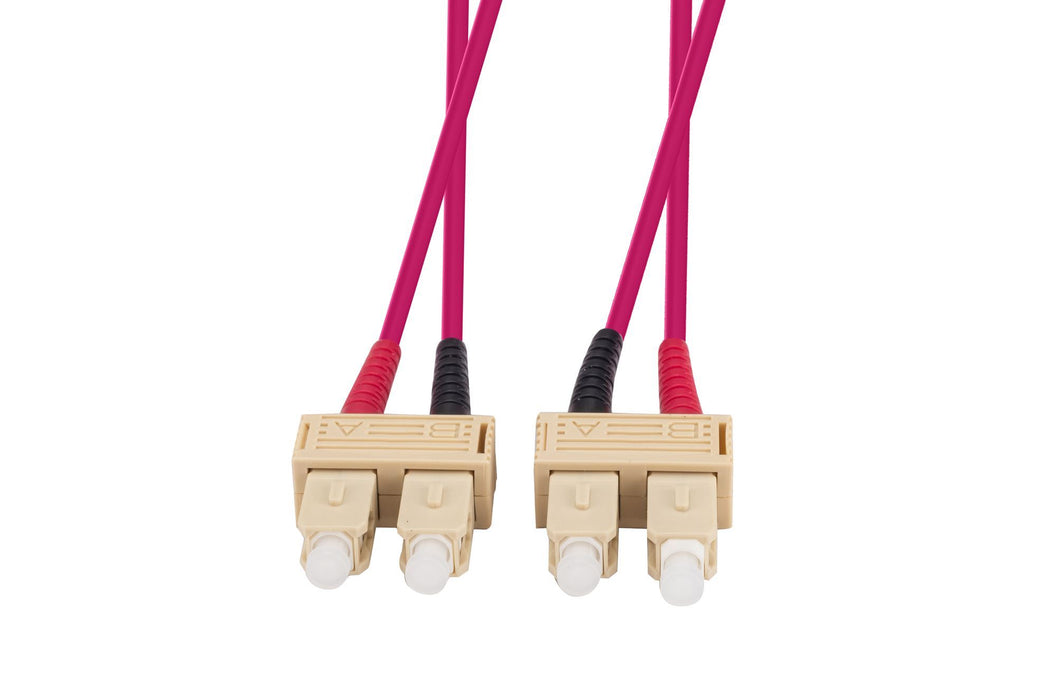 DYNAMIX 30M 50u SC/SC OM4 Fibre Lead (Duplex, Multimode) Raspberry Pink Jacket