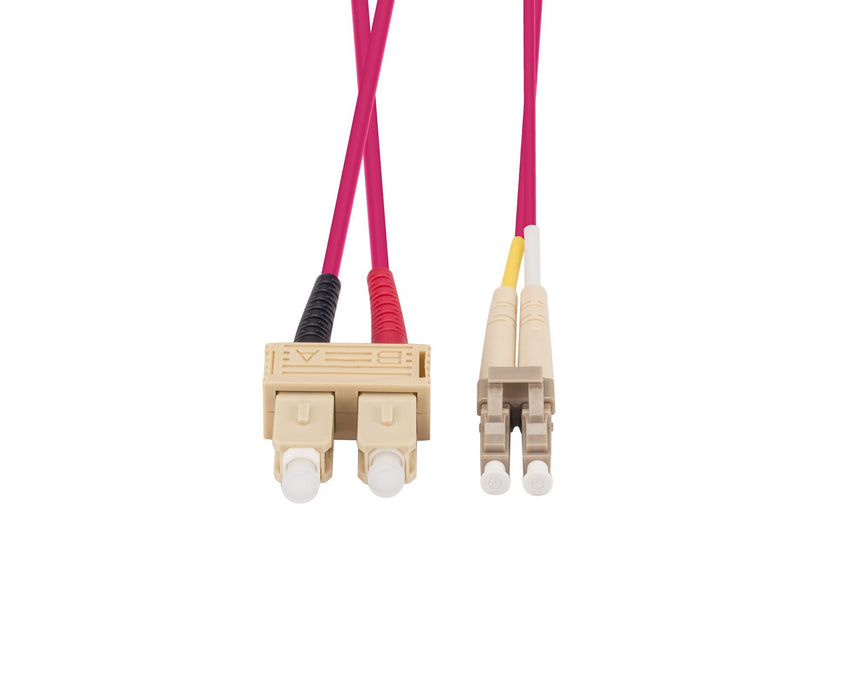 0.5M 50u LC/SC OM4 Fibre Lead (Duplex, Multimode) Raspberry Pink LSZH Jacket