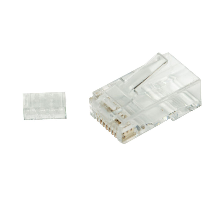 DYNAMIX Cat6 RJ45 Plug 100pc Jar, 8P8C 2 Piece Modular Plug (Rounded Stranded).