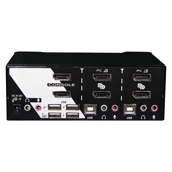 REXTRON 2 Port Dual DisplayPort USB KVM Switch with Audio. Dual DisplayPort Max