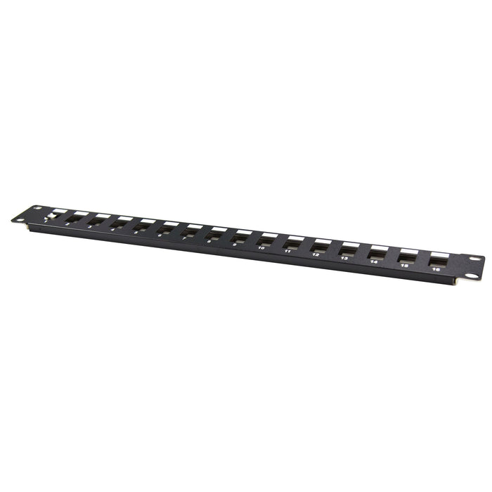 DYNAMIX 19'' 16 Port Unloaded Patch Panel Keystone Inserts, 1RU *REQUIRES SLIMLI