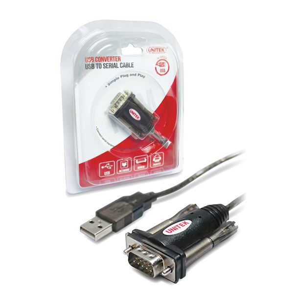 UNITEK 1.5m USB-A to Serial DB9 RS232 Cable. Windows 10 Compatible.