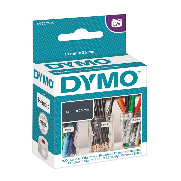 DYMO Genuine LabelWriter Multi Purpose 2 Up Labels 13mm x 25mm White, 1000 Labl