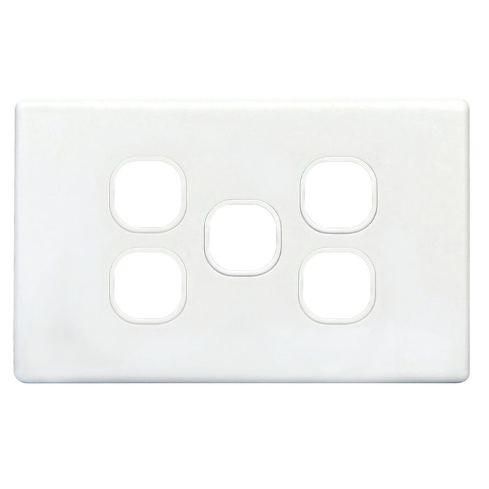 TRADESAVE Switch Plate ONLY. 5 Gang Accepts all Tradesave Mechanisms. Moulded in