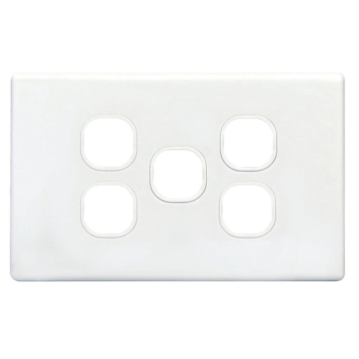 TRADESAVE Slim Switch Plate ONLY. 5 Gang. Accepts all Tradesave Mechanisms. Moul