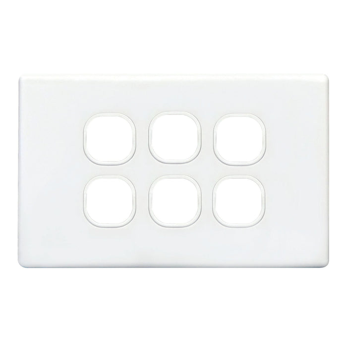 TRADESAVE Slim Switch Plate ONLY. 6 Gang. Accepts all Tradesave Mechanisms. Moul