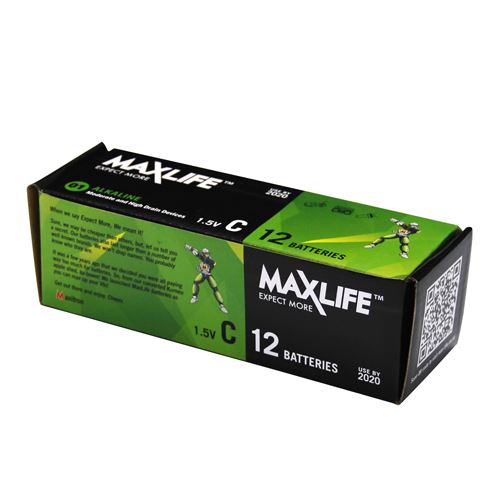 MAXLIFE C Alkaline Battery 12 Batteries Per Pack