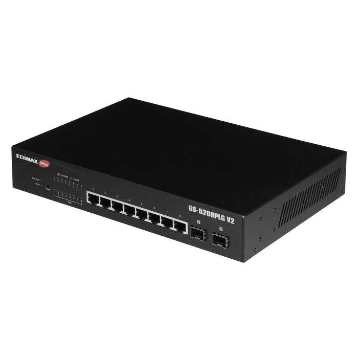 EDIMAX 10-Port Gigabit Long Range PoE+ Web Smart Switch with 2x SFP Slots. 8x PO