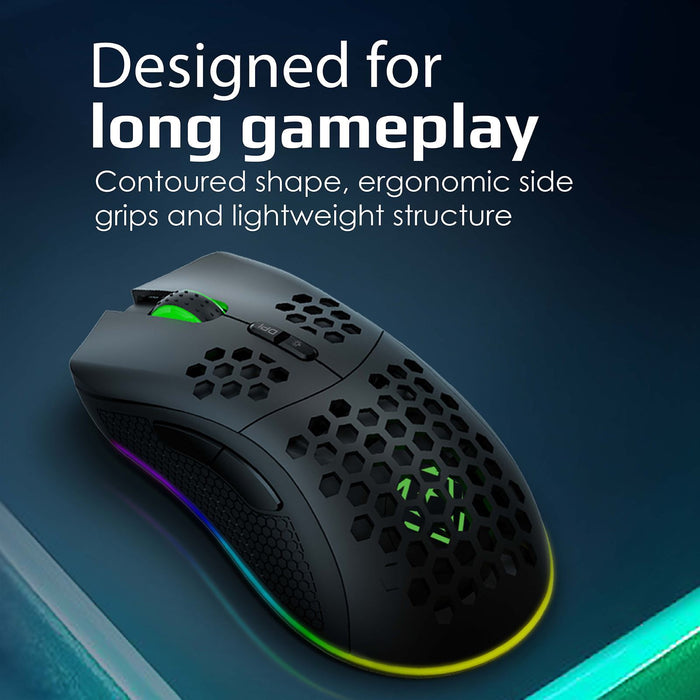 VERTUX Gaming Mouse with Both Wired & Wireless Options with 500mAh Built-in Rech