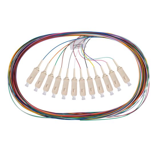 DYNAMIX 2M SC Pigtail OM1 12x Pack Colour Coded, 62.5/900um Multimode Fibre