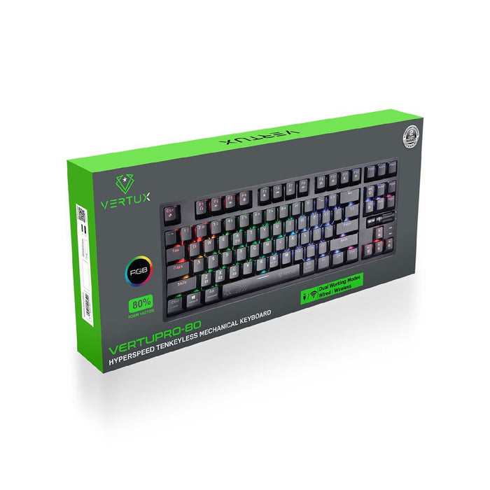 VERTUX HyperSpeed Mechanical Gaming Keyboard. RGB LED Backlit Keys. Built-in 200