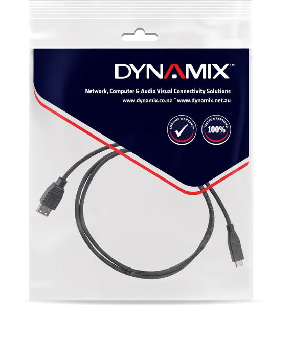 DYNAMIX 2M, USB 3.1 USB-C Male to USB-A Female Cable. Black Colour.