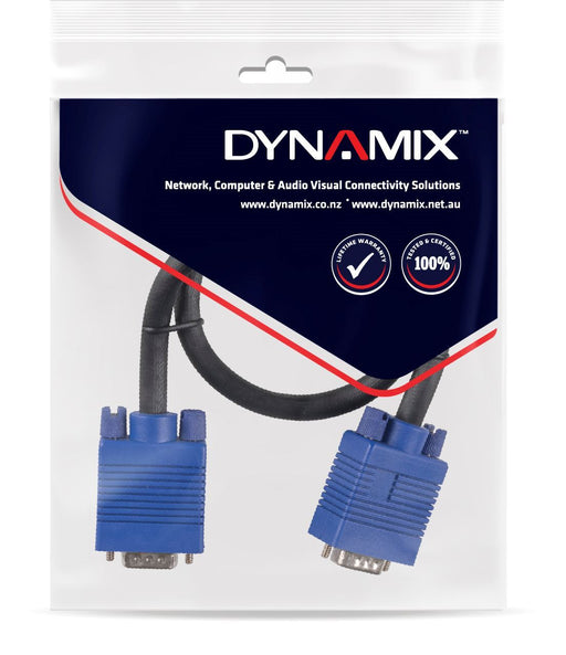 DYNAMIX 20m VESA DDC1 & DDC2 VGA Male/Male Cable - Moulded Black