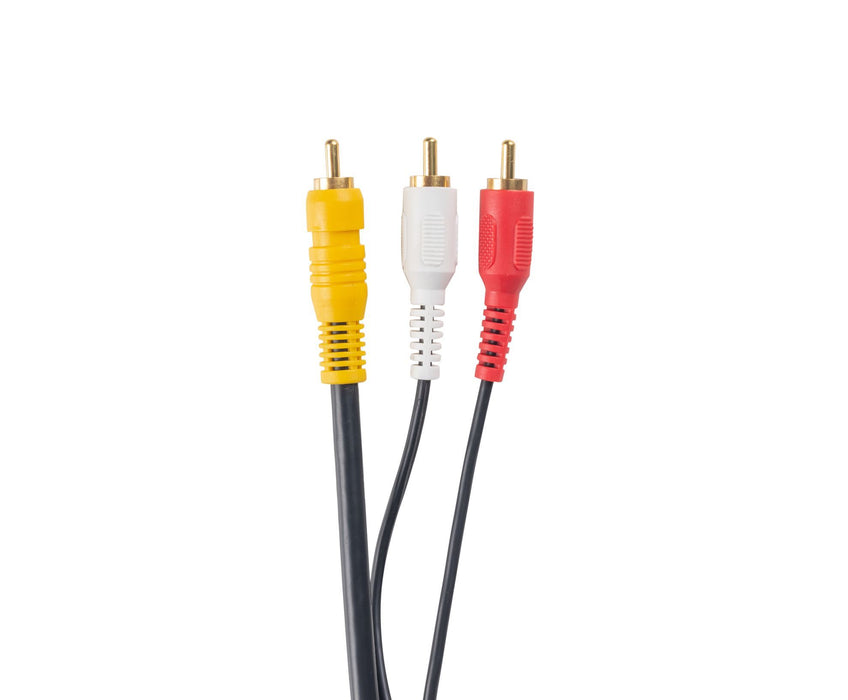 DYNAMIX 15m RCA Audio Video Cable, 3 to 3 RCA Plugs. Yellow RG59 Video, standard